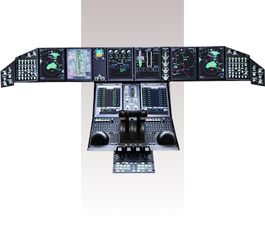 Modern avionics dashboard setup